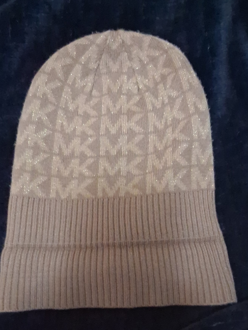 Michael Kors Tan/Beige/Gold Threading MK Logo Knit Cuff Beanie-Barely Worn, O/S - Picture 5 of 6